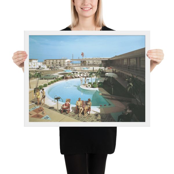 Caribbean Motel 1960 s Pool Photograph - Framed paper poster For Cheap