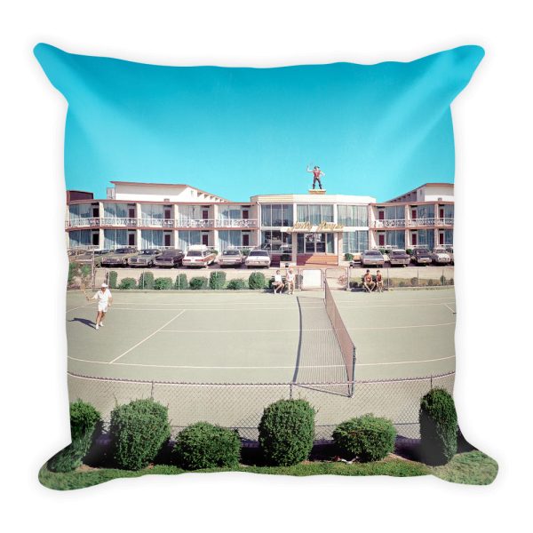 Jolly Roger Motel, Wildwood, NJ 1960 s Tennis & Pool Pictures on a Square Pillow Hot on Sale