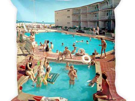 Jolly Roger Motel, Wildwood, NJ 1960 s Tennis & Pool Pictures on a Square Pillow Hot on Sale