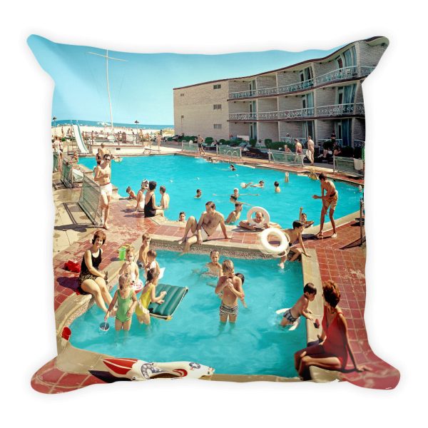 Jolly Roger Motel, Wildwood, NJ 1960 s Tennis & Pool Pictures on a Square Pillow Hot on Sale