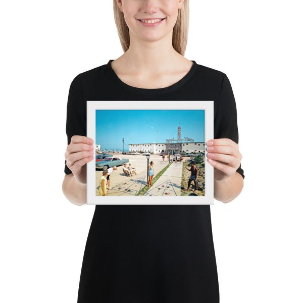 Beach Waves in the 1960 s Shuffleboard & Neon Sign - Framed paper poster Discount