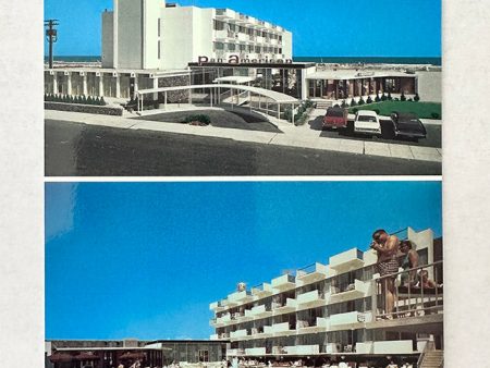 Pan American Motor Inn, 1960 s 2 Picture Postcard of the Pool & Exterior, Wildwood Crest, NJ Online