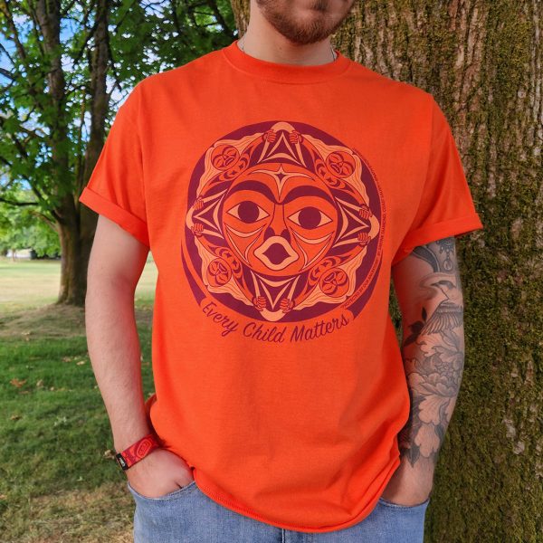 Every Child Matters (Protected by our Ancestors) Orange T-shirt by Simone Diamond Online Sale