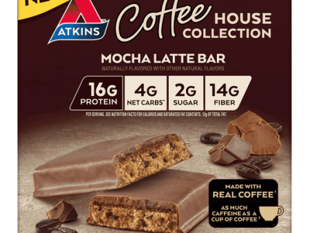 Atkins - Meal Bars- Coffee House Collection Mocha Latte - 5 Bars Online now