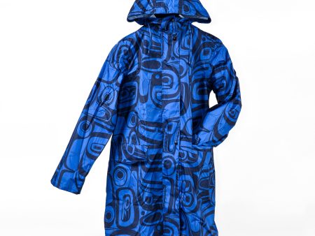 Hooded Rain Coat | Raven Transforming (Blue) by Kelly Robinson Online now