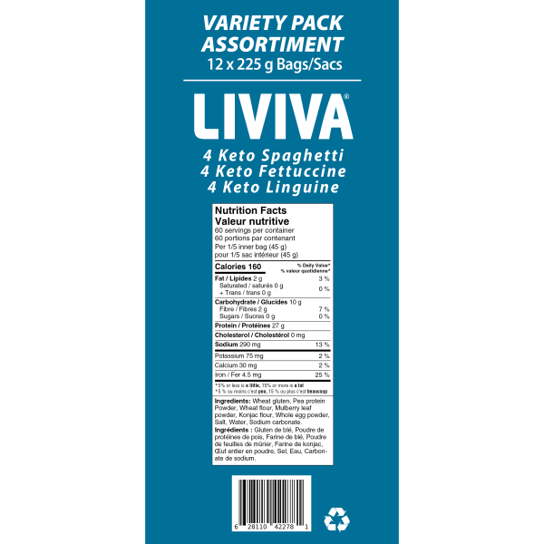 Liviva - Low Carb Keto Pasta - Variety Value Pack of 12 Online Hot Sale