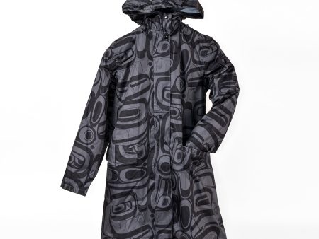 Hooded Rain Coat | Raven Transforming (Charcoal) by Kelly Robinson Supply