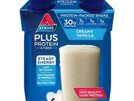 Atkins PLUS Protein Shake - Creamy Vanilla - 4 Pk Hot on Sale