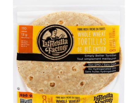 LaTortilla - 8 Large Fiber Rich Whole Wheat Tortilla - 496 g For Discount