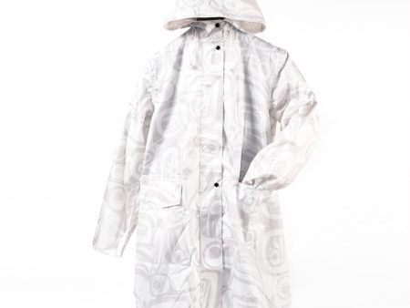 Hooded Rain Coat | Raven Transforming (White) by Kelly Robinson Online Hot Sale