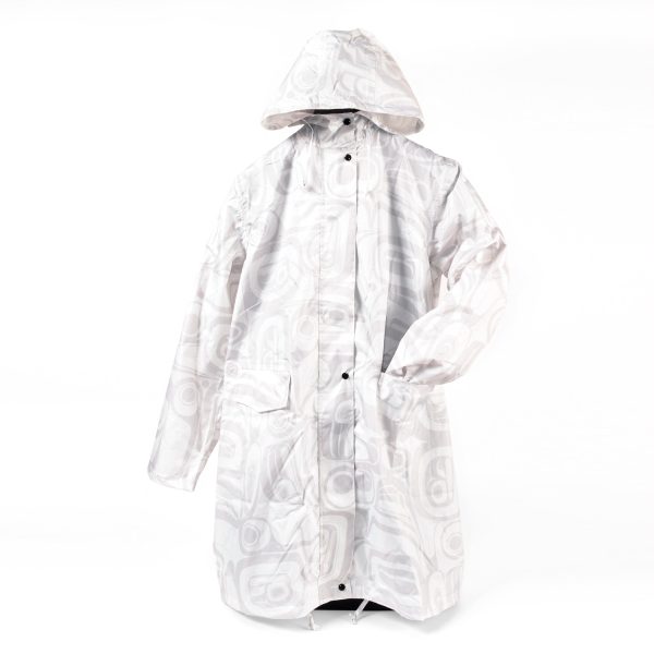 Hooded Rain Coat | Raven Transforming (White) by Kelly Robinson Online Hot Sale