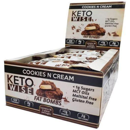 Keto Wise - Keto Fat Bombs - Cookies N Cream **16 Bars** Fashion