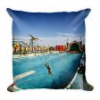 Aqua Circus Pool, 1970 s Wildwood, NJ - Square Pillow Online Sale